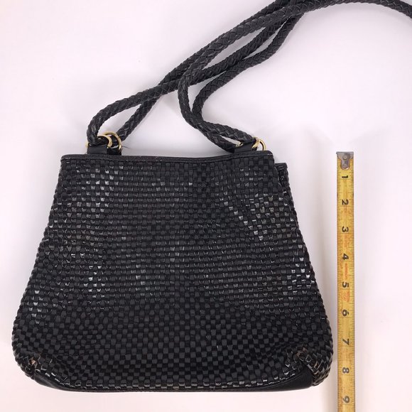 Vintage Valerie Steven Black Woven Leather Gold Hardware Shoulder bag - Picture 10 of 11